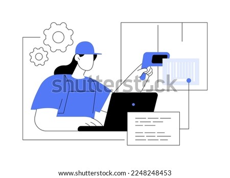 Barcode scanning abstract concept vector illustration. Barcode generator software, warehouse logistics, parcel tracking and sorting, warehouse automation system, solution abstract metaphor.