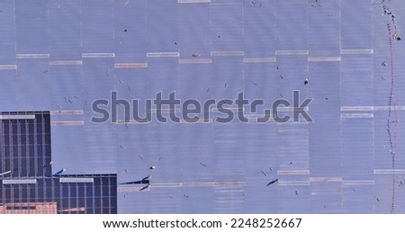 Building site under construction warehouse roof truss metal frame steel framework