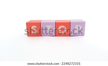 Stop symbol. Concept word Stop on colorful wooden cubes. Stop word on colorful wooden blocks with copy space background.
