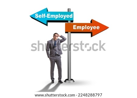 Concept of choosing self-employed versus employment Royalty-Free Stock Photo #2248288797