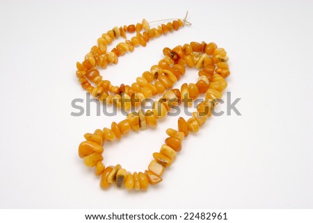 Amber necklace, zigzag, isolated