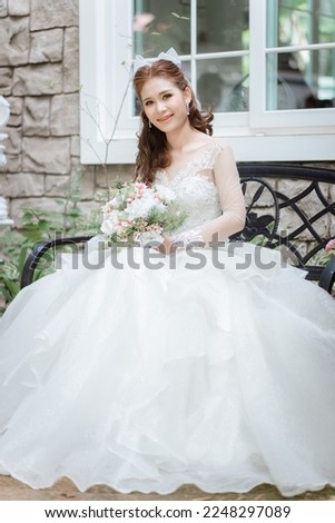 woman with wedding dress in beautiful place