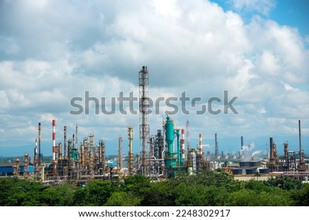 Oil refinery towers in the city of Barrancabermeja. Colombia. Royalty-Free Stock Photo #2248302917