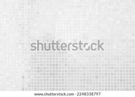 White tile wall chequered background bathroom texture. Ceramic brick wall and floor tiles mosaic background in bathroom and kitchen clean. Design pattern geometric with grid wallpaper decoration. Royalty-Free Stock Photo #2248338797