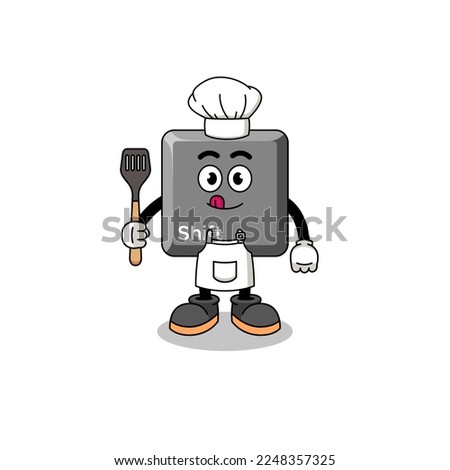 Mascot Illustration of keyboard shift key chef , character design