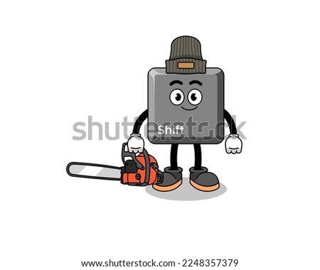 keyboard shift key illustration cartoon as a lumberjack , character design