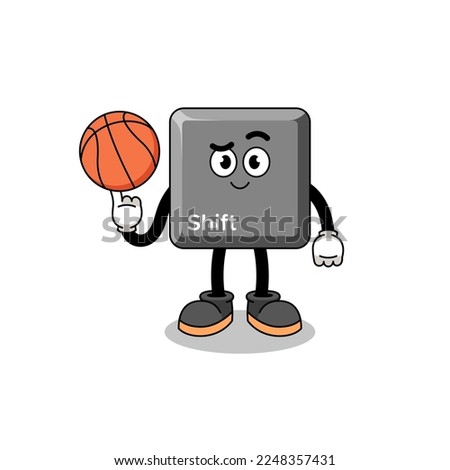 keyboard shift key illustration as a basketball player , character design