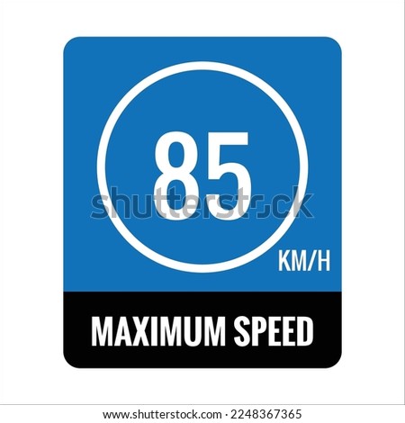 sign 85 kmh Isolated Road Maximum Speed limit  sign icon on white background vector illustration.