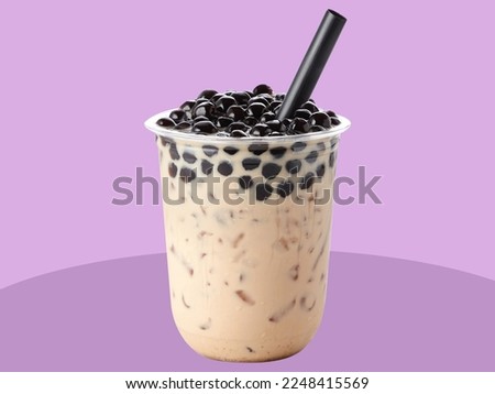Bubble Milk Tea, Brown sugar pearl milk tea on the white background