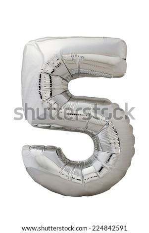 Number five silver balloon photo