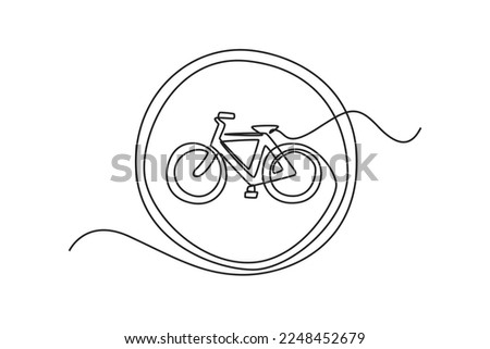 Single one line drawing bicycle sign. Traffic signs Concept. Continuous line draw design graphic vector illustration.