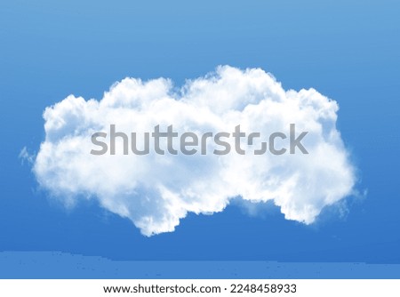 Single cloud isolated over blue sky background. White fluffy cloud photo, beautiful cloud shape. Climate concept  Royalty-Free Stock Photo #2248458933