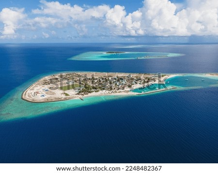  Beautiful maldives tropical island - Panorama. view from the air. Royalty-Free Stock Photo #2248482367