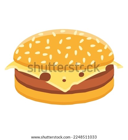 cheeseburger food flat icon vector illustration isolated on white background Royalty-Free Stock Photo #2248511033