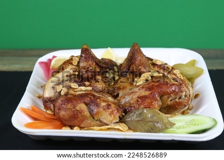 Juicy Grilled Whole Chicken, Mediterranean- style  Food Dishes Stock