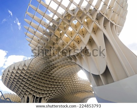 metropol metrosol structure in sevilla  spain view from below Royalty-Free Stock Photo #224853793