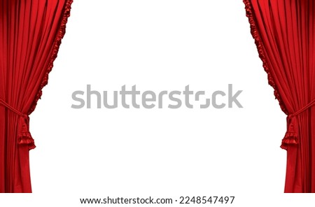 Red curtain on white background