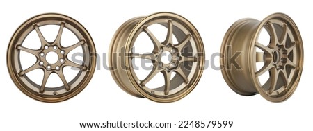 Set , car wheel alloy wheel of gold color isolated on a white background. Royalty-Free Stock Photo #2248579599