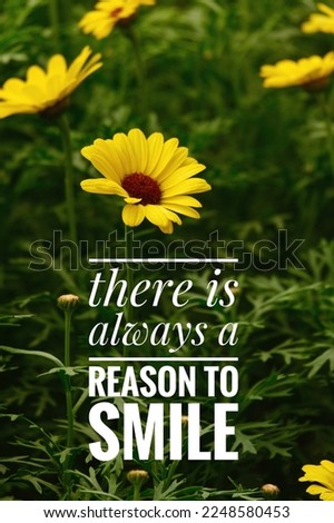 an inspirational quote about there is always a reason to smile with a natural and flowers in the background