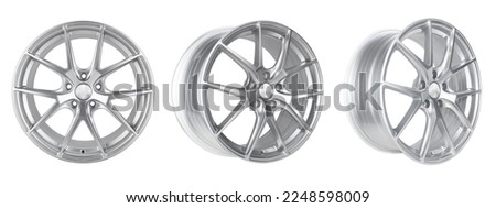 Set , car wheel alloy wheel of gold color isolated on a white background. Royalty-Free Stock Photo #2248598009