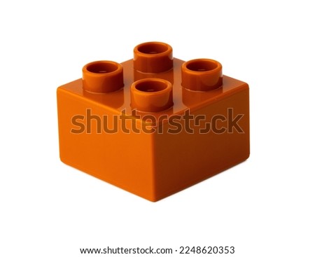 Brown plastic building blocks isolated on white