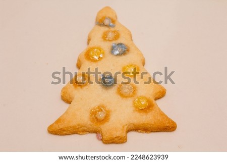 Homemade cookies for Christmas on a light background close-up