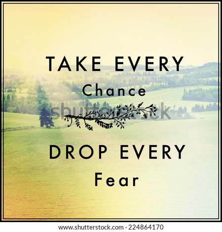 Inspirational Typographic Quote - Take every chance Drop every fear