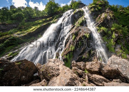 The lush Powerscourt waterfall in Summer