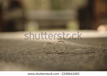 gold wedding rings on stone