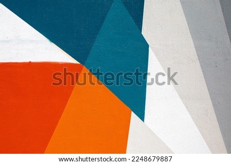 Closeup of colorful blue red gray white urban wall texture. Modern pattern for wallpaper design. Creative urban city background. Abstract open composition. Minimal geometric style, solid colors Royalty-Free Stock Photo #2248679887