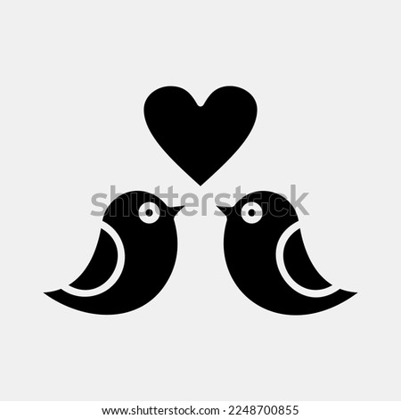 Icon love doves. Valentine day celebration elements. Icons in glyph style. Good for prints, posters, logo, party decoration, greeting card, etc.