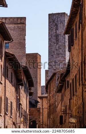 Amazing close ups of the towers and roofs of San Gimignano in Italy - Toscana.
