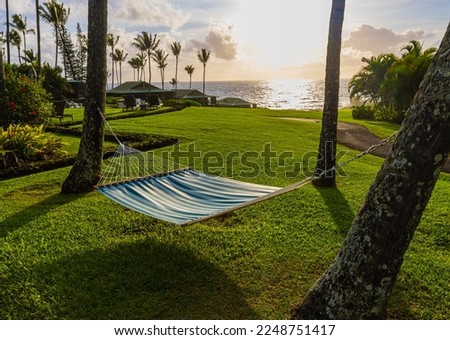 Hammock and Palm Trees Near Kaihalulu Bay, Hana, Maui, Hawaii, USA Royalty-Free Stock Photo #2248751417