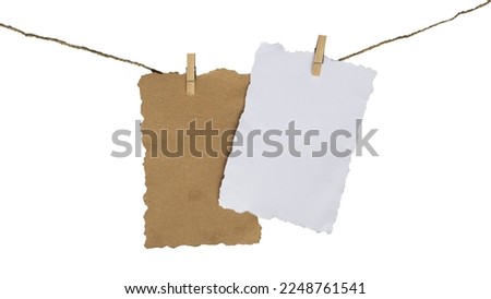 Vintage paper hung on a rope for mockups, photo frame and copy space