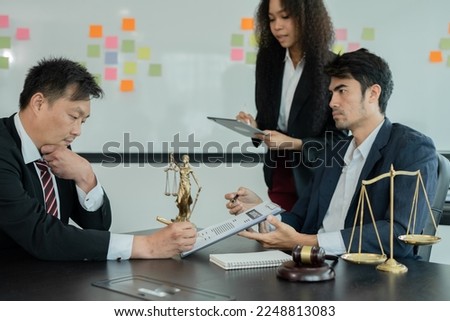 Lawyers having  Concepts of  Legal services at the law office work .
