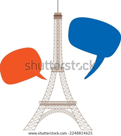 Eiffel Tower Paris Landmarkwith speech bubbles illustration