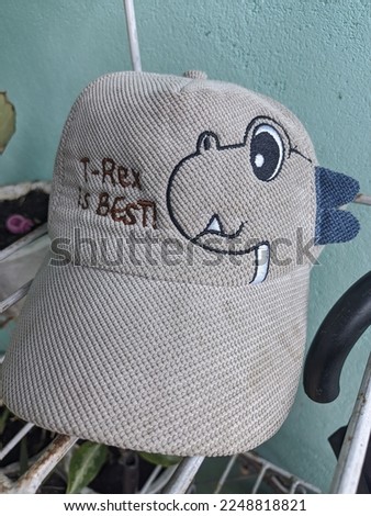 gray hat with cartoon t-rex lu