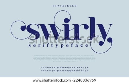 Swirly luxury elegant typography. Vintage font for wedding, invitation, logo, music, fashion, property vector illustration Royalty-Free Stock Photo #2248836959