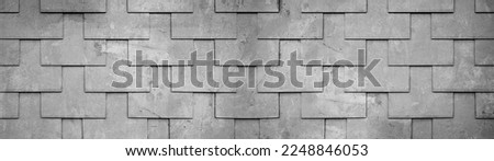 Abstract gray grey bright geometric 3d concrete cement tiles wall texture background banner wide panorama panoramic