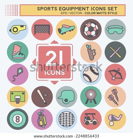 Icon Set Sports Equipment. related to Sports Equipment symbol. color mate style. simple design editable. simple illustration