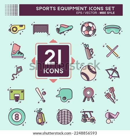 Icon Set Sports Equipment. related to Sports Equipment symbol. MBE style. simple design editable. simple illustration