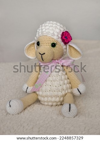 Sheep crochet animal toy for kids lamb crocheting handmade theme vintage decorative woolen animal toy art handicraft soft gift