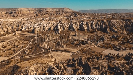 Aerial view of RedPink valley of Cappadocia, Turkey