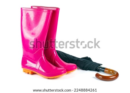 Pink Rubber Boots isolated on White Background
