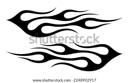 Fire flame racing car decal vector art graphic. Burning tire and flame sports car body side vinyl decal. Side decoration for car, auto, truck, boat, suv, motorcycle.