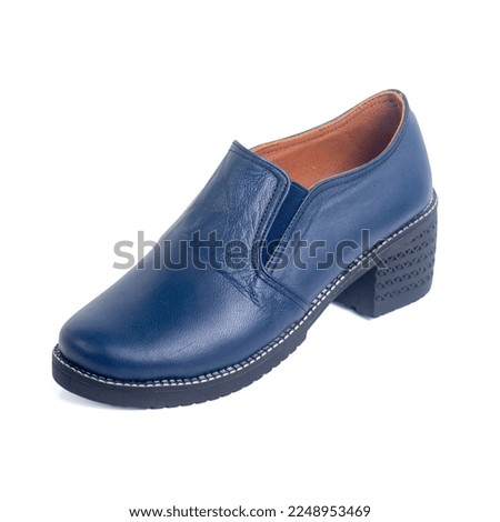 Navy Blue Shoes for Female Focused on White Background