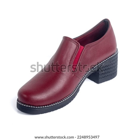 Dark Red Shoes 3cm for Female Focused on White Background
