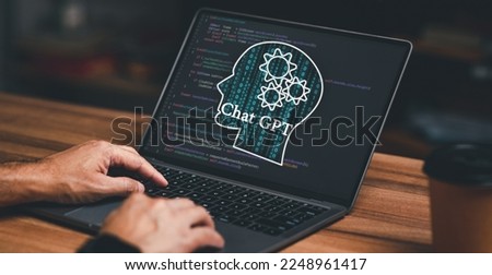 Chat GPT Ai Creates source code on global network concept. new technology in future can support all businesses to online in cyberspace. Ai, chat GPT is bot to smart and can programming represent human Royalty-Free Stock Photo #2248961417