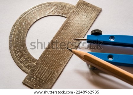old Protractor for technical drawing
