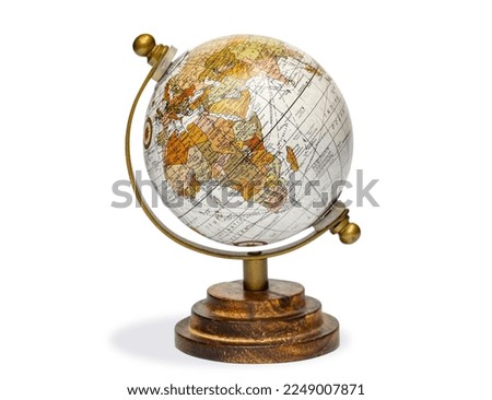Table Globe isolated on white background, showing Africa.  Royalty-Free Stock Photo #2249007871